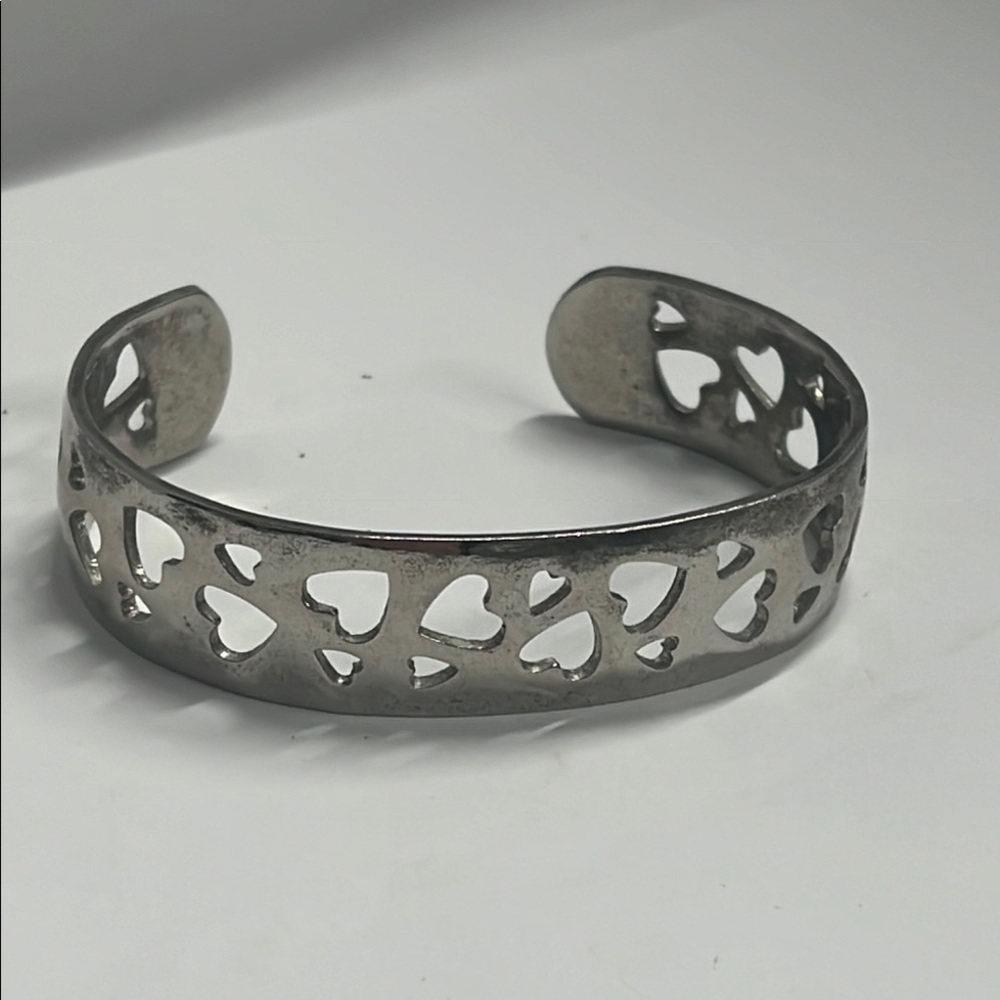 Stainless Steel Lazer Cut Heart Cuff Bracelet